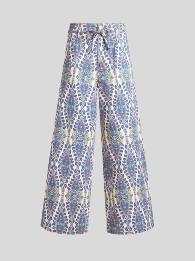 Etro , Culotte Jeans With Belt And Medallion/paisley Motif, Woman, White, Size 30