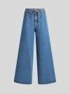 Etro Belted Wide-leg Crop Denim Trousers In Navy Blue