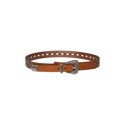 Etro Adjustable Leather Belt Featuring Perforated Design In Brown