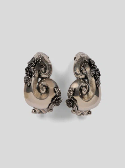 Etro Curly Clip Earrings In Silver