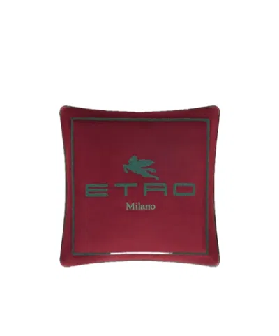 Etro Cuscino Con Logo In Burgundy