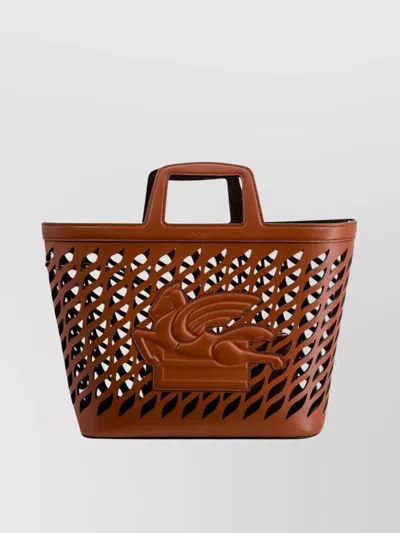 ETRO CUT-OUT LASERED TOTE WITH TOP HANDLE