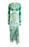 Etro Cutout Embroidered Maxi Dress In Green