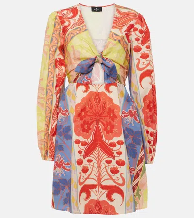 Etro Cutout Printed Cotton-blend Minidress In 黄色