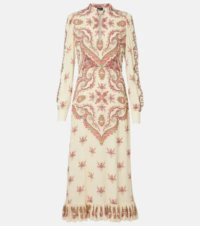 Etro Cutout Printed Midi Dress In White
