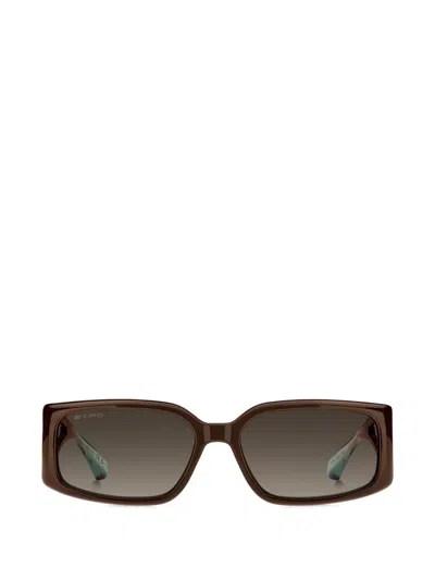 Etro Cut-out Rectangular Sunglasses In Brown