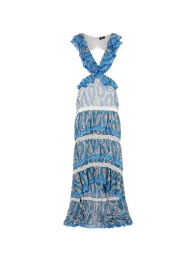 Etro Cut-out Ruffled Dress In Blue