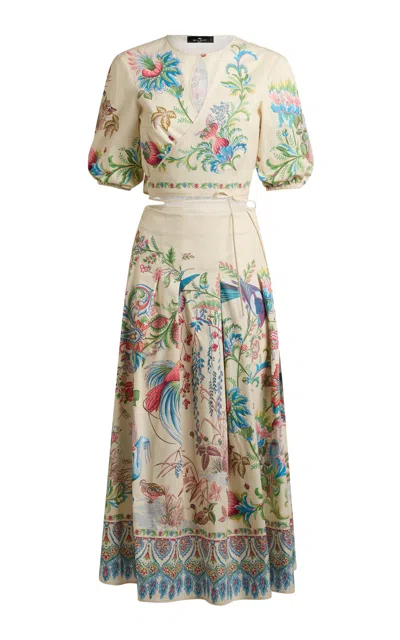 Etro Cutout Wrapped Cotton Midi Dress