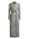 Etro Daffodil-print Double-breasted Coat In Gray