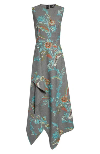 Etro Daffodil Print Sleeveless Dress In Multi