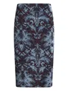 Etro Velvet Brocade Knee-length Skirt With Back Slit In Blue
