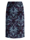 Etro Velvet Brocade Knee-length Skirt With Back Slit In Blue