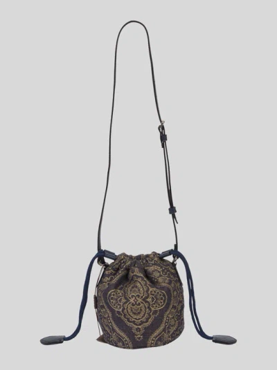 Etro Kids' Damast-beuteltasche Mit Schulterriemen In Braun