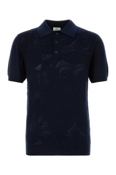 Etro Dark Blue Cotton Polo Shirt