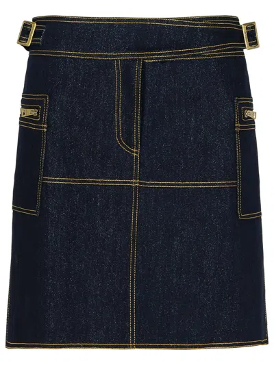 ETRO ETRO DARK BLUE DENIM MINISKIRT