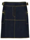 Etro Denim Miniskirt With Slits And Pockets In Blue