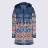 Etro Long Hooded Quilted Jacket With Paisley Pattern In Blue