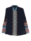 Etro Paisley-print Silk Shirt In Blue