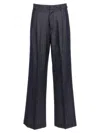Etro Grey Wide Pants With Concealed Closure In Wool Blend Woman In Dark Blue