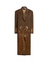 Etro Dark Brown Coat With Laminated Print In Brown