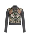 Etro Grey Floral Contrast-panel Sweater In Green