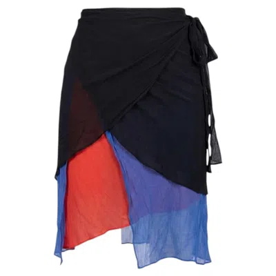 Pre-owned Etro Deconstructed Paréo-style Silk Skirt - Circa 1998 In Black