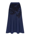 Etro , Cotton Jacquard Midi Skirt, Woman, Navy Blue, Size 48 In Blue