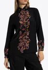 Etro Decorative Long-sleeved Silk Shirt In Black