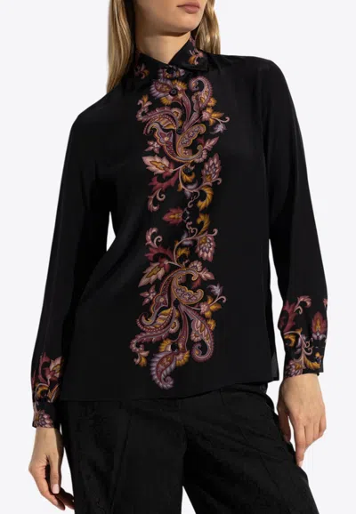 ETRO PRINTED LONG-SLEEVED SILK SHIRT