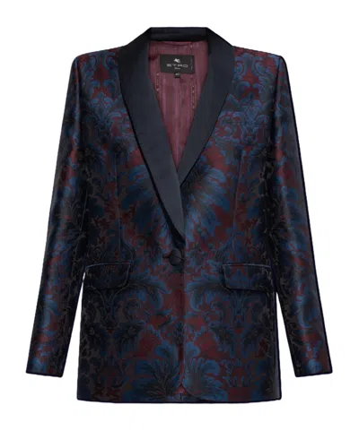 Etro Decorative Pattern Single-breasted Blazer In Blue