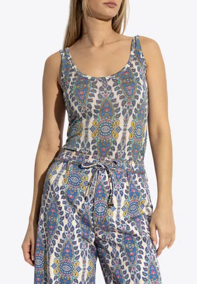 Etro Decorative-print Tank Top In Blue