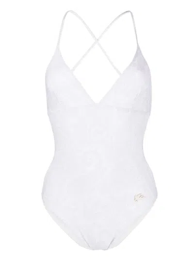 Etro Deep V-neck Bikini Top In White