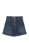 Etro Pleated Denim Shorts In Blue