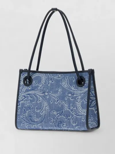 Etro Denim Eyes Paisley Small Tote Bag In Pink