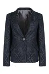 Etro Denim Jacquard Jacket In Blue