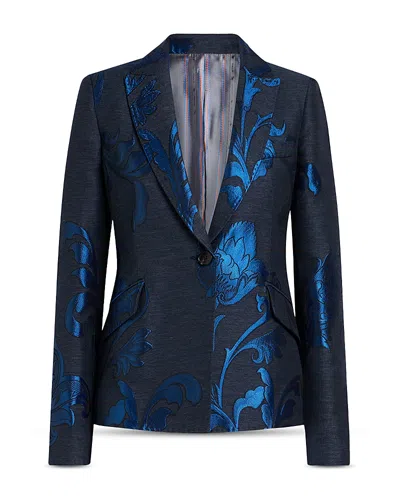 Etro Denim Jacquard Jacket In Blue