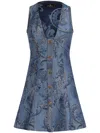 Etro Mini Denim Dress In Blue