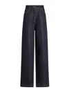 Etro Navy Blue Lurex Denim Baggy Jeans In Blue