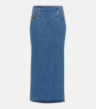 Etro Denim Maxi Skirt In Grey