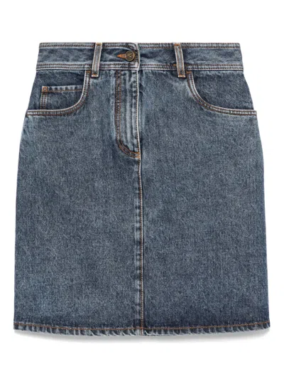 Etro Denim Midi Skirt In Blue