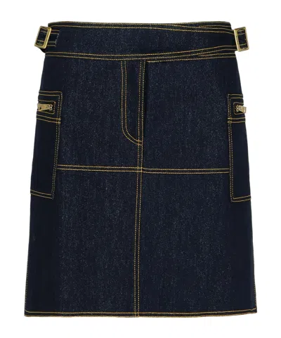 ETRO ETRO CONTRAST-STITCHED DENIM MINI SKIRT
