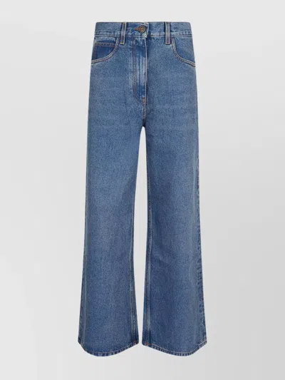 Etro Denim Trousers With Wide Leg And Pockets In Blue