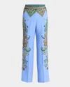 Etro Palazzo Silk Trousers With Floral And Geometric Print In White 3