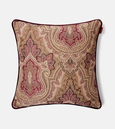 Etro Deosai Paisley Cushion In Brown