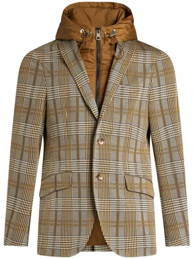 ETRO DETACHABLE-HOOD SINGLE-BREASTED BLAZER