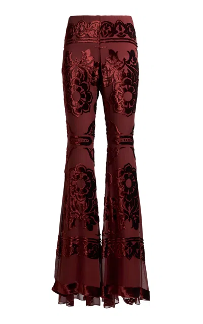 Etro Devoré Chiffon Flared Pants In Dark Grey