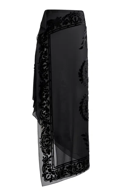 Etro Devoré Chiffon Maxi Skirt In Black
