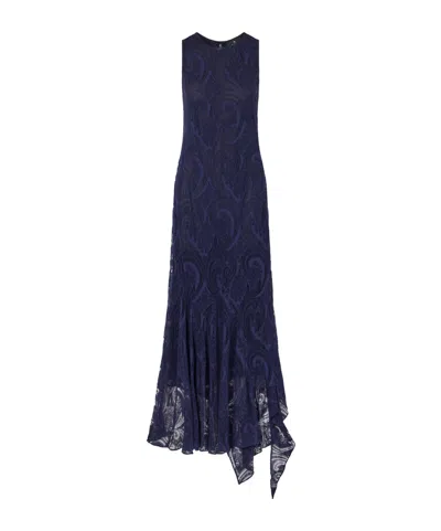 Etro Devoré Cotton-blend Crepe-jersey Maxi Dress In Blue