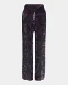 Etro Devore Sheer Wide-leg Trousers In Purple