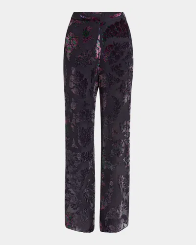 Etro Devore Sheer Wide-leg Trousers In Purple